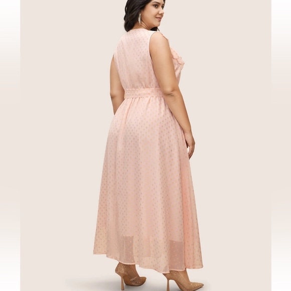 BloomChic Plus Size XL Polka Dot Ruffles Belted Sleeveless Dress us14-16 - Picture 2 of 7